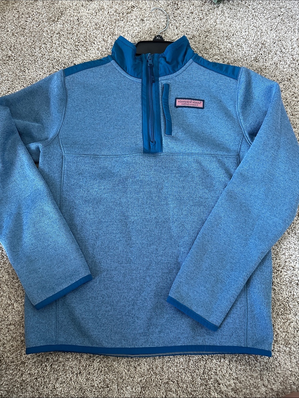 Vineyard Vines Heathered Light Blue Quarter-Zip Pullover